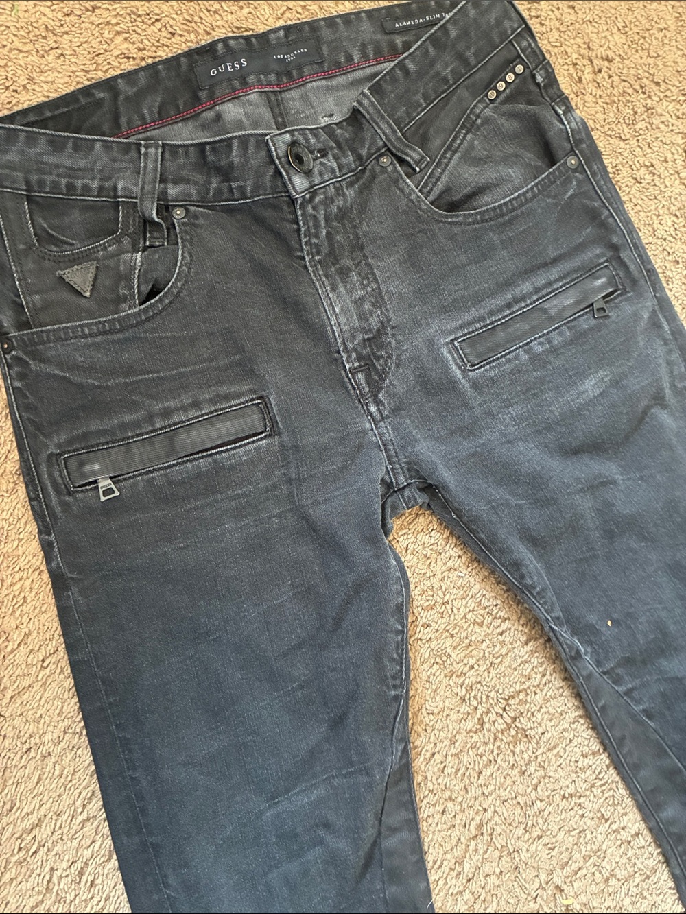Guess Men's Jeans zippered Black